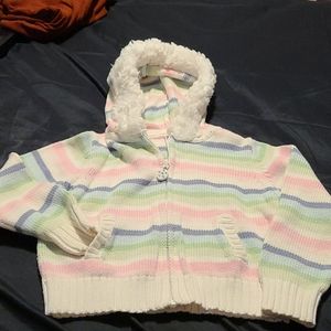 Gymboree Striped Fur Lined Hooded Sweater